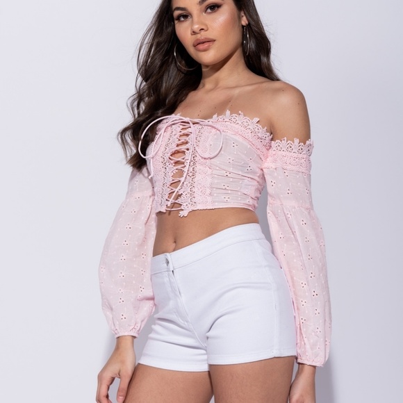 Tops - STUNNING IMPORTED Lace Tie Up Front Top